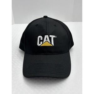 CAT Men's Black Baseball Hat‎ Cap Caterpillar Embroidered Logo Adjustable Size